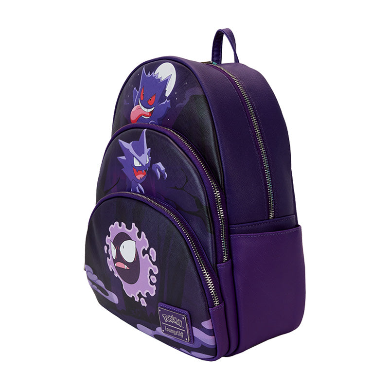 "Pokémon Gengar Evolution Triple Pocket Mini Backpack - Side View"