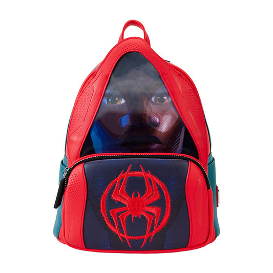 "Spider-Verse Miles Morales Hoodie Cosplay Lenticular Mini Backpack - Front View"