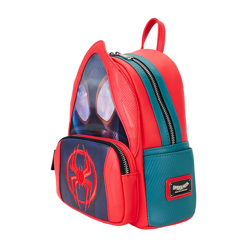 "Spider-Verse Miles Morales Hoodie Cosplay Lenticular Mini Backpack - Side View"