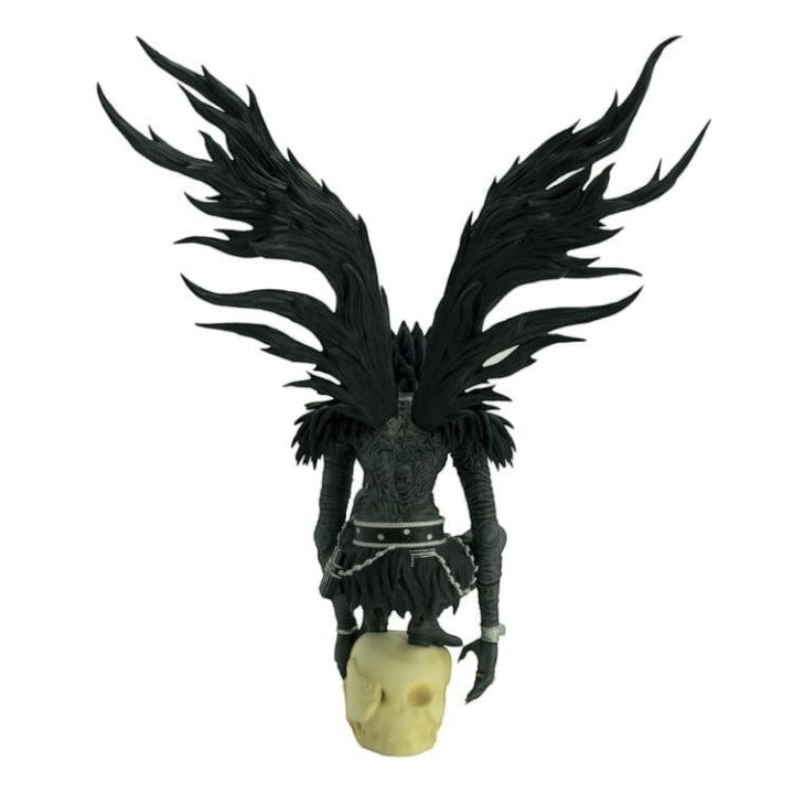 Rear view of Ryuk Death Note figure showing full wing sculpt, feather detail, and figure base
