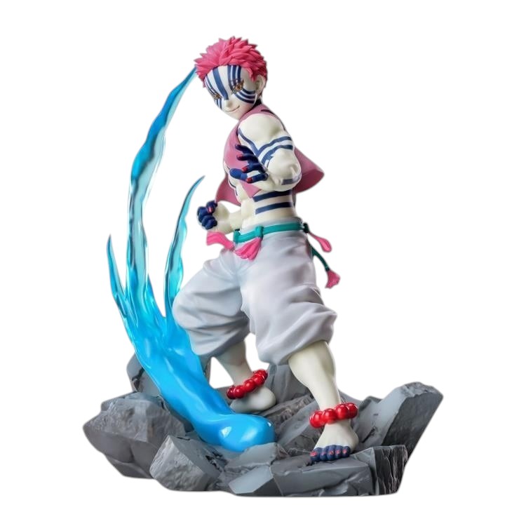 GG Anime Collectibles Demon Slayer Akaza Xrosslink figure with pink hair, blue markings, and white outfit, posed with blue energy.