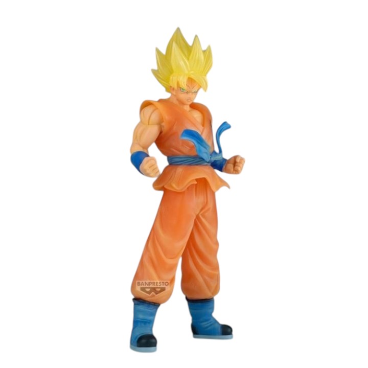 GG Anime Collectibles Super Saiyan Goku Clearise figure, orange gi, blue accents, spiky blonde hair, 9.1 inches tall.