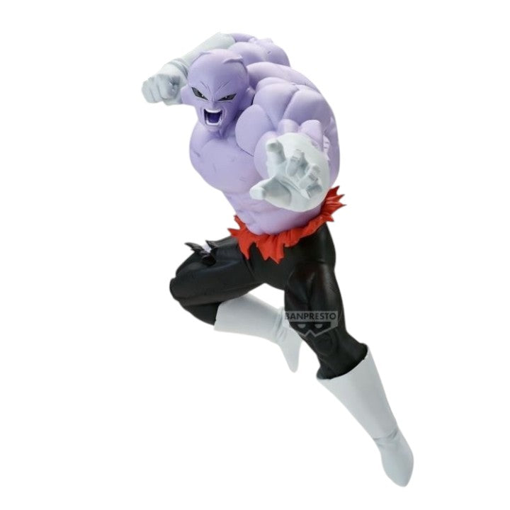 GG Anime Collectibles Jiren figure from Dragon Ball Z in a dynamic pose, purple skin, black pants, red sash, white gloves and boots.