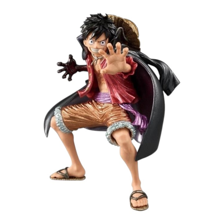 Front view of Monkey D. Luffy King of Artist figure in Wano arc attire and popular pose from One Piece anime
