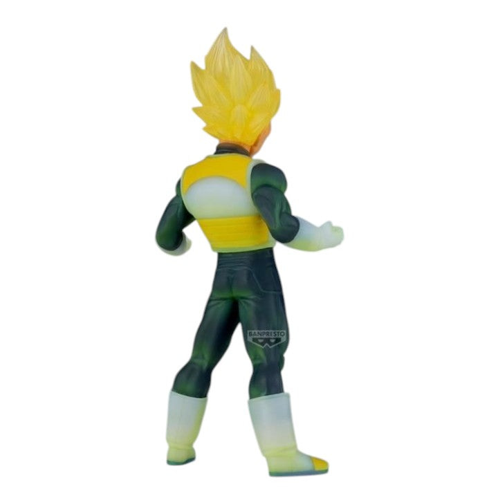 Rear view of Vegeta Clearise Dragon Ball Super figure showing full armor sculpt and figure base