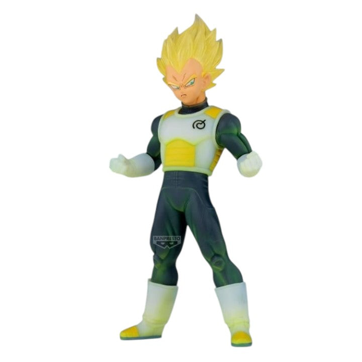 Front view of Vegeta Clearise figure in proud battle stance from Dragon Ball Super anime