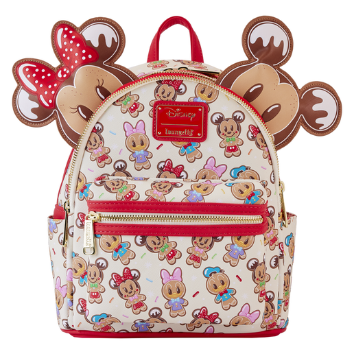 Loungefly Mickey and Friends Gingerbread Cookie AOP Ear Holder Mini Backpack - Front View