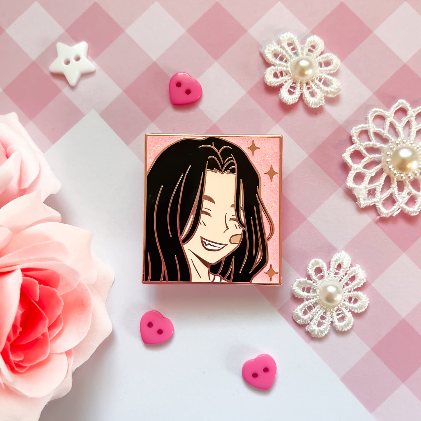 Rose Gold Baji Enamel Pin